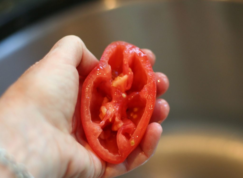 Tomato Half with Pulp and Seeds Removed
