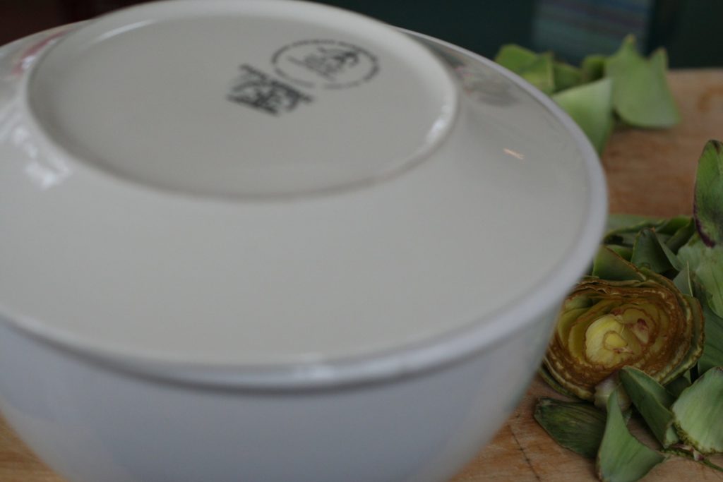 Bowl of Artichokes Ready for Microwaving 